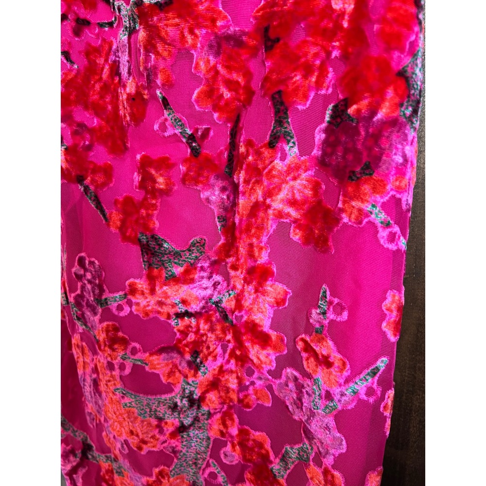 Boohoo Devore Cowl Neck Maxi Dress Hot Pink Floral Velvet GZZ11475 US 8 NEW, Y2K - Picture 13 of 16